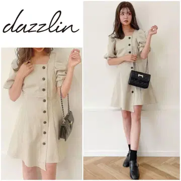 [새상품급] dazzlin 다즐린 레트로 슬리브 미니 원피스 베이지
