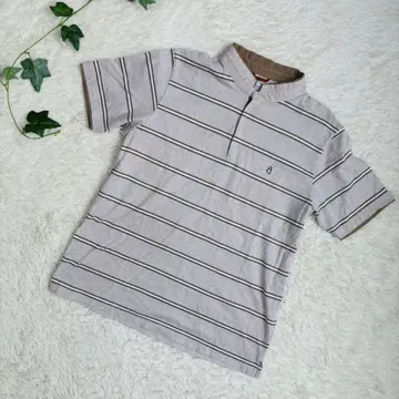 Hush Puppies 보더 하프 지퍼 Dog 자수 피케 셔츠 L