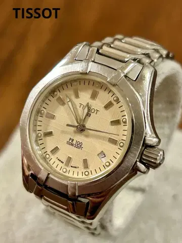 TISSOT 티쏘 PR100 데이트 쿼츠 여성용 손목시계 작동품