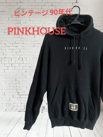 [ 90년대 레어템 ] PINK HOUSE 후드티 와펜 빈티지 블랙