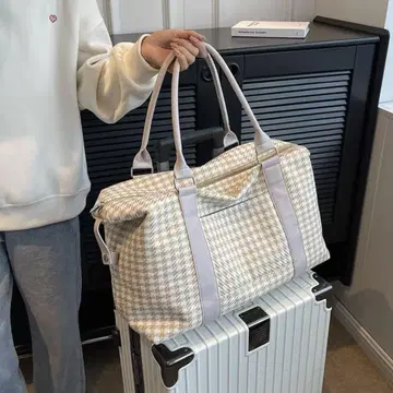 체크 무늬 보스턴 백
