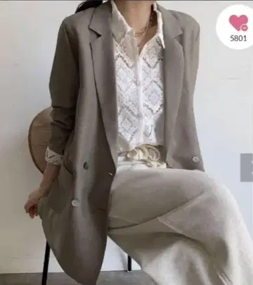 DOUDOU 그레이지 테일러드 자켓 시어 프리 사이즈