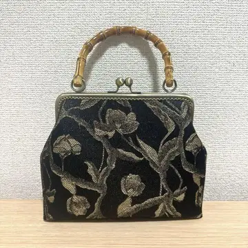 꽃무늬 자수 대나무 핸들 핸드백