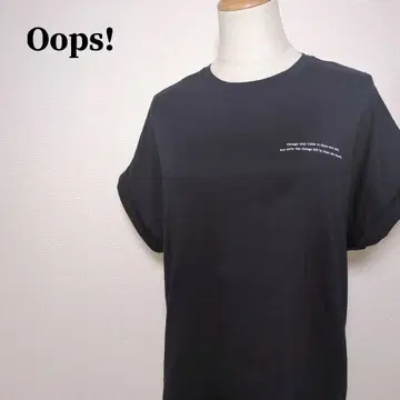 Oops! Oops 프린트 티셔츠 드롭 숄더 양쪽 밑단 슬릿 블랙 F