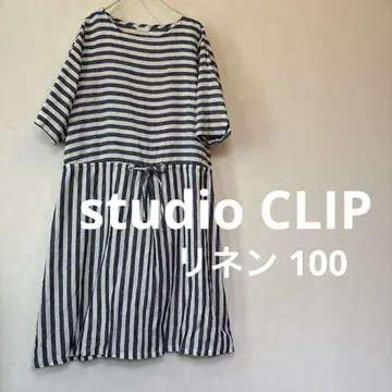 studioCLIP 린넨 100 스트라이프 원피스