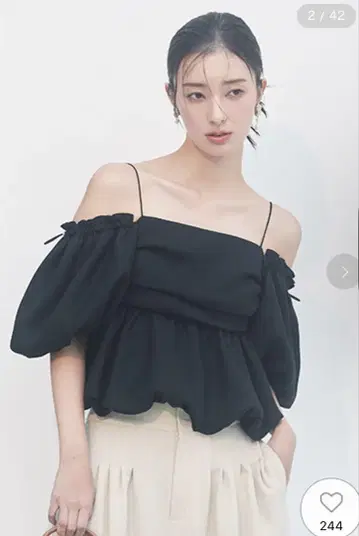 FRAY I.D 3way 오프숄더 퍼프 슬리브 블라우스 워셔블