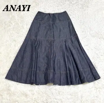 [새상품급] ANAYI 데님 라이크 롱 스커트 36 S 네이비