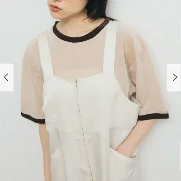 1회 짧은 시간 착용 KBF 메쉬 벨로아 링거 TEE L BEIGE