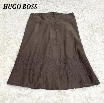 [새상품급] HUGO BOSS 자수 플레어 스커트 US 8 L 브라운