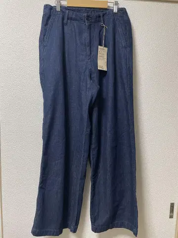 MUJI 턱 와이드 팬츠 L 사이즈 블루