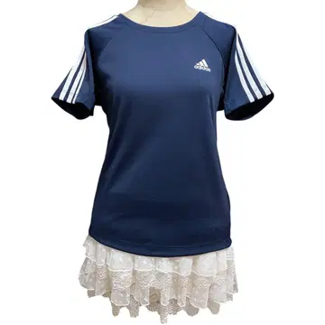 Y2K adidas 피치T 로고T 네이비 x 화이트 헤이세이 갸루