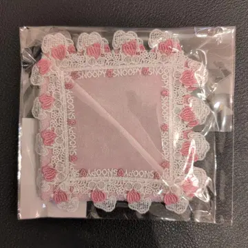 치카자와 레이스 스누피 하트 손수건 핑크