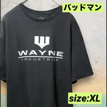 구제 의류 배트맨 기업 로고 프린트 티셔츠 무비 블랙 XL