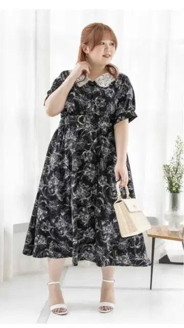 새상품 쿠레트 clett 벨트 레이스 옷깃 원피스 4L