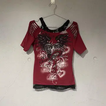 y2k 그런지 grunge 갸루 티셔츠 rhinestone