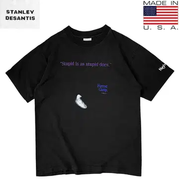 90년대 USA 제작 FORREST GUMP 티셔츠 페이드 블랙 최상
