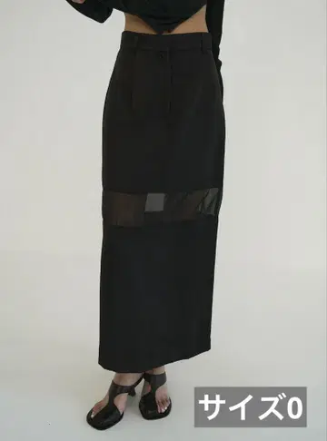 CLANE SHEER SWITCHING STRAIGHT SKIRT