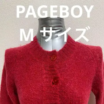 PAGEBOY M 빨간색 버튼 가디건 니트 스웨터