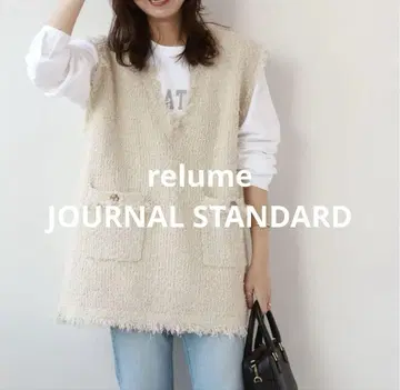 저널 스탠다드 리룸 트위드 베스트 V넥 프리 사이즈 골드 버튼