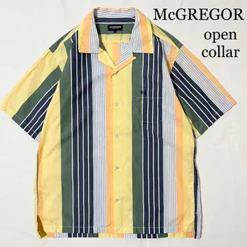 McGREGOR 맥그리거 스트라이프 오픈 카라 셔츠 패턴 셔츠 L