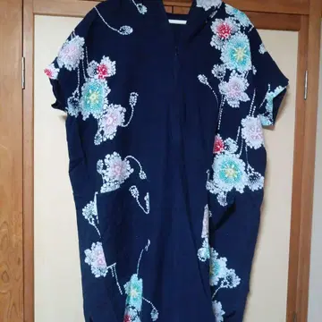 USED 후드티, 지퍼 유카타 리메이크 원피스 기모노 리메이크