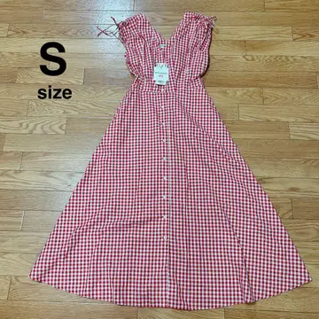 [미사용 새상품] UNIQLO 이네스 원피스 깅엄 체크 빨간색