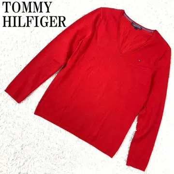 TOMMY HILFIGER V넥 니트 레드 S B9679