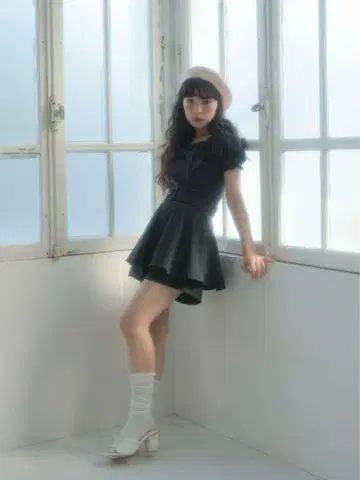bubbles 리본 페플럼 셋업 그레이