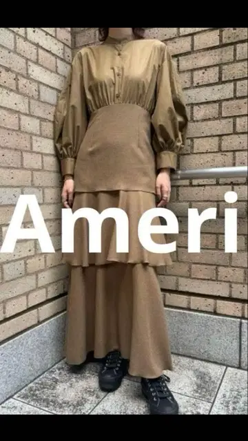 미사용 새상품 SHIRT DOCKING TIERED DRESS 브라운