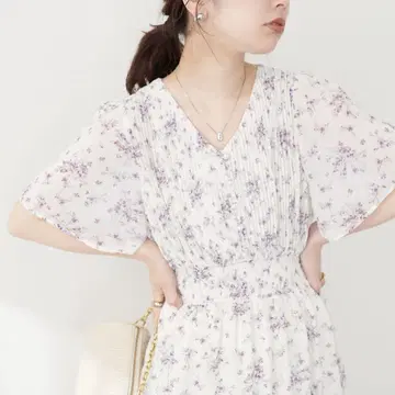 natural couture 플레어 슬리브 고급 원피스