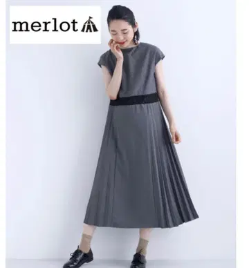 새상품급 merlot plus 사이드 플리츠 원피스 허리 레이스
