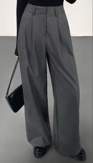 oupsh 와이드 스트레이트 슬랙스 블랙