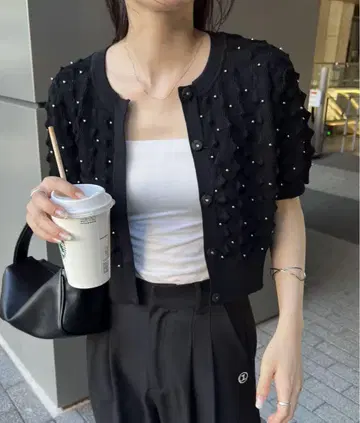 물방울 도트 반팔 가디건