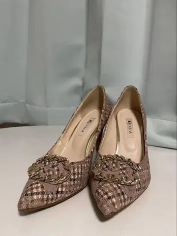 DIANA 체크 무늬 하이힐 7cm 핑크 24.5