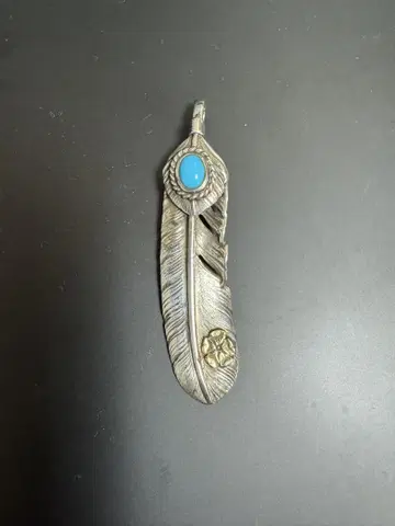 고로즈 레어 로즈 메탈 은 터콰이즈 페더 목걸이 goro's