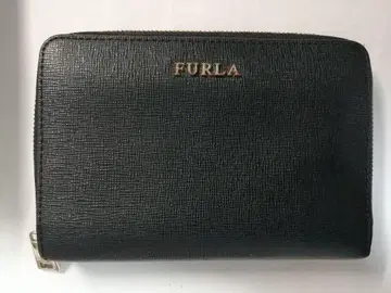 훌라 FURLA 접이식 지갑 블랙 가죽 라운드 지퍼 중형 지갑