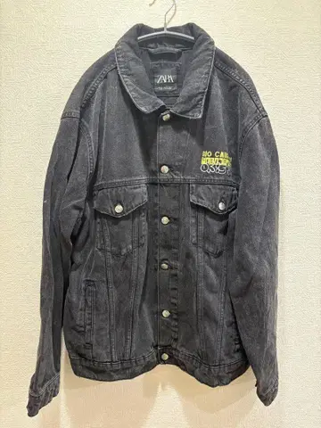 ZARA 블랙 데님 자켓 XL