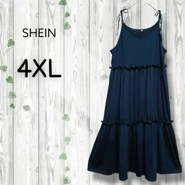 SHEIN 쉬인 캐미 티어드 원피스 빅 사이즈 롱 플레어 네이비