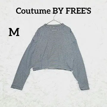 [ Coutume ] 긴팔 티셔츠 M 네이비 베이지 보더 숏 기장