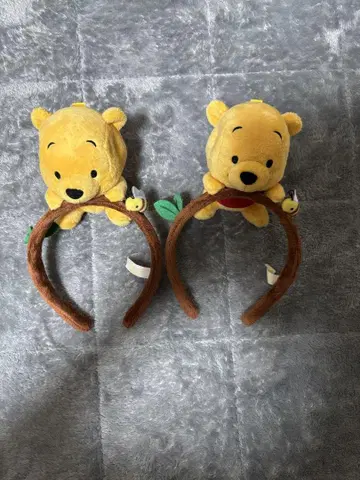 푸우 봉제 인형 머리띠 2세트