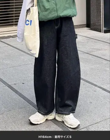 네이비 와이드 데님 팬츠 S 사이즈