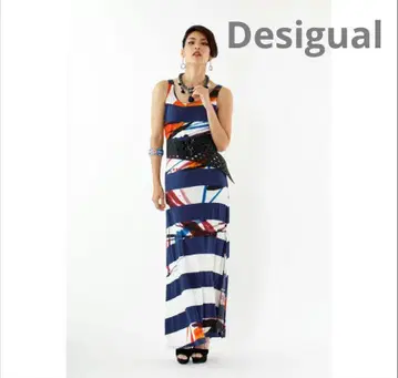 Desigual 데시구알 스트라이프 패턴 롱 슬리브리스 원피스 xs