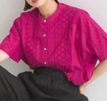 미사용 새상품 Lupilien 패치워크 시프리 아이 레트 레이스 블라우스