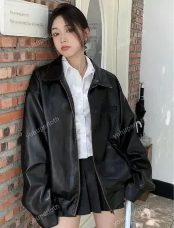 블랙 가죽 자켓 L 사이즈 오버 사이즈