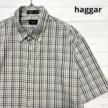 haggar 체크 셔츠 반팔 버튼 다운 칼라 haggar
