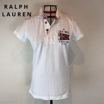 RALPH LAUREN 자수 화이트 피케 셔츠 M 등 로고 있음 멋짐