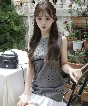 Darich 플로키 도트 슬리브리스 미니 원피스
