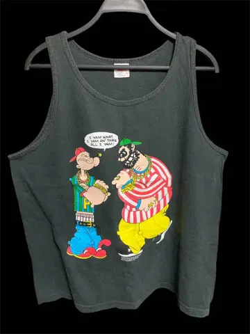 뽀빠이 탱크탑 블랙 빈티지 티셔츠