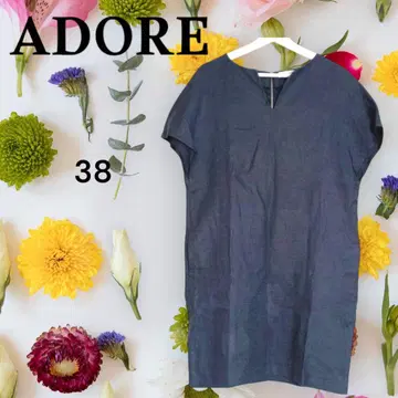 아도어 ADORE 린넨 튜닉 미니 원피스 V넥 심플 38