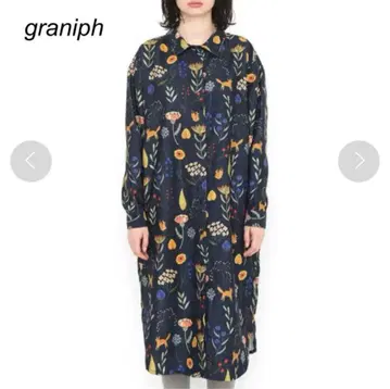 graniph 코듀로이 셔츠 원피스 드라이드 플라워즈 소동물